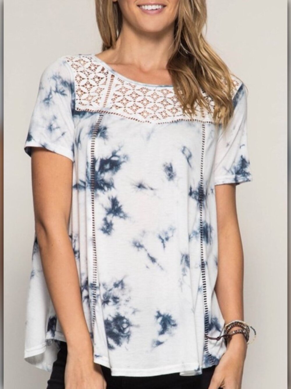 A100 • Tie Dye Ladder Trim A-Line Top